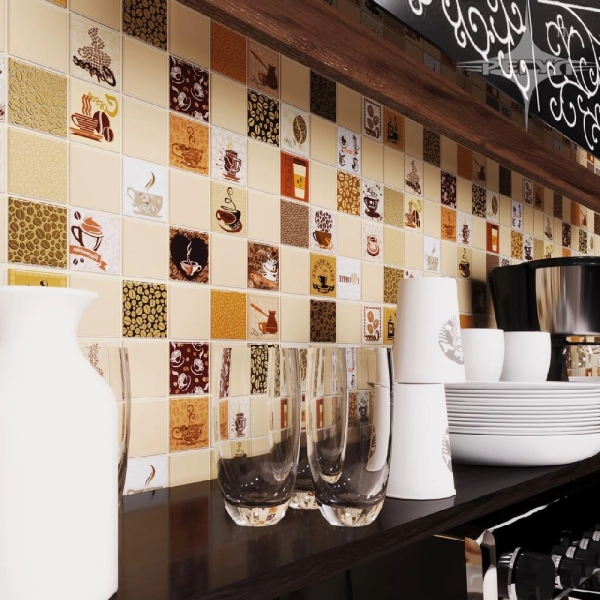 Панель ПВХ 0,4 мозаика Кофе с молоком бежевый