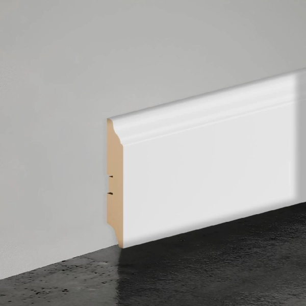 2К Напольный плинтус МДФ Stella 100B Белый 2000x100x16 (4шт.упак.)