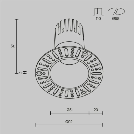 Встраиваемый светильник Technical DL120-10W-3K-TRS-W