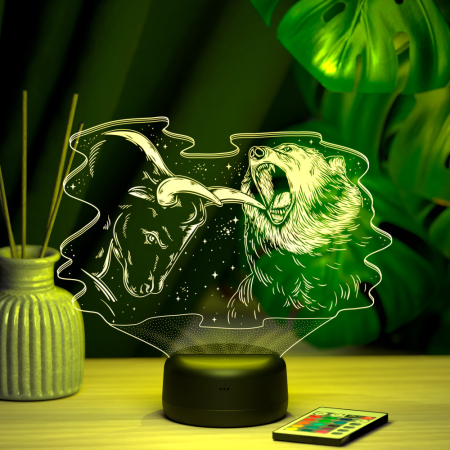 3D светильник  Светильник "Бык и медведь"