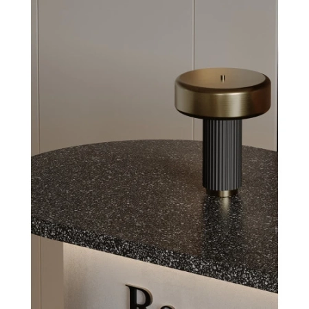 Лампа настольная stone, D27х35 см, черная/золотистая