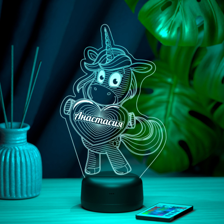 3D светильник  Светильник "Единорог с именем Анастасия"