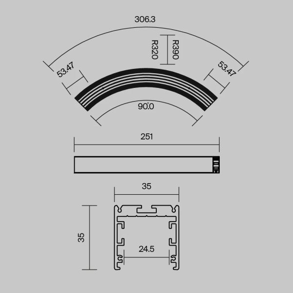 Комплектующие к светодиодной ленте Led Strip ALM-3535R-B-D-90°-0.3M