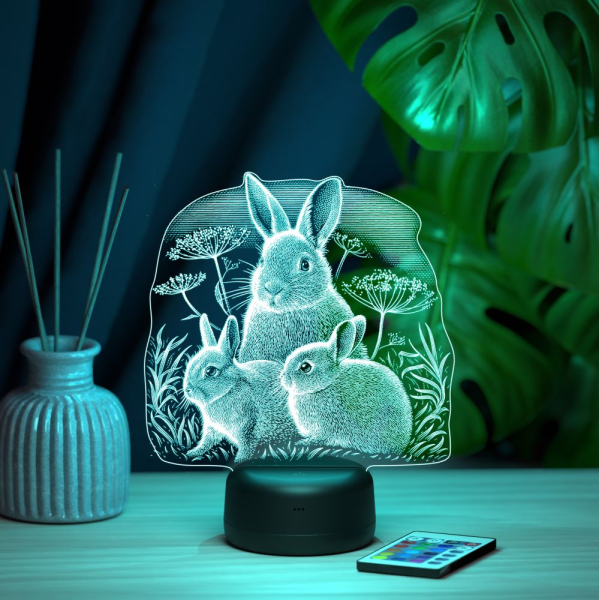 3D светильник  Светильник "Кроличья семейка"