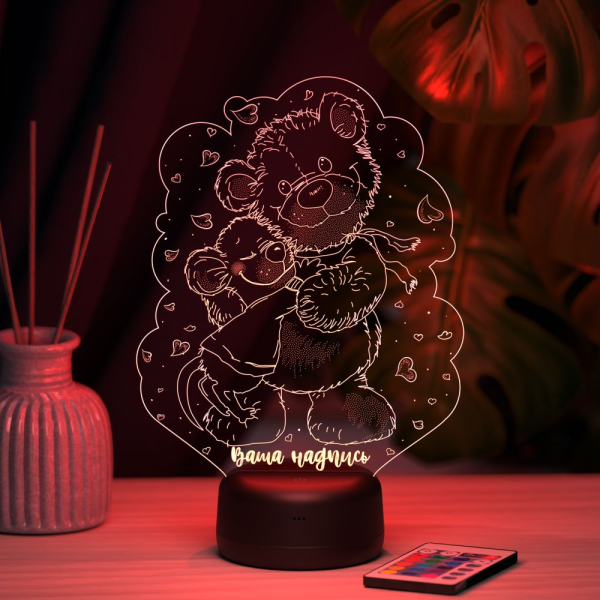 3D светильник  Светильник "Мышонок и медвежонок"