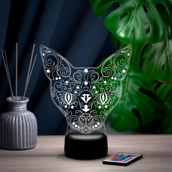 3D светильник  Светильник "Кошка с алмазом"