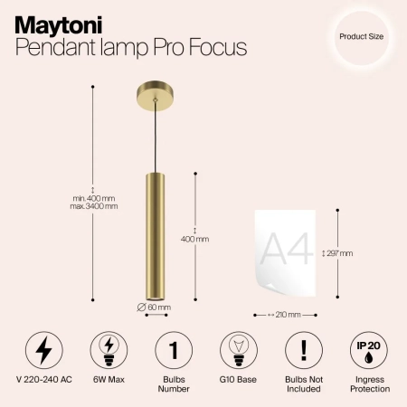 Подвесной светильник Maytoni MOD161PL-01G1