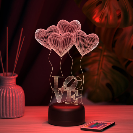3D светильник  Светильник "Шарики сердечки LOVE"