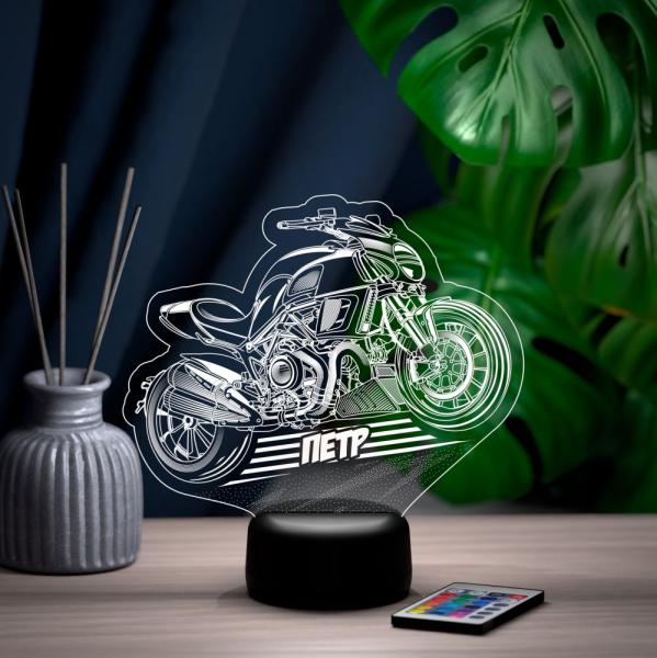 3D светильник  Светильник "Байк с именем Петр"