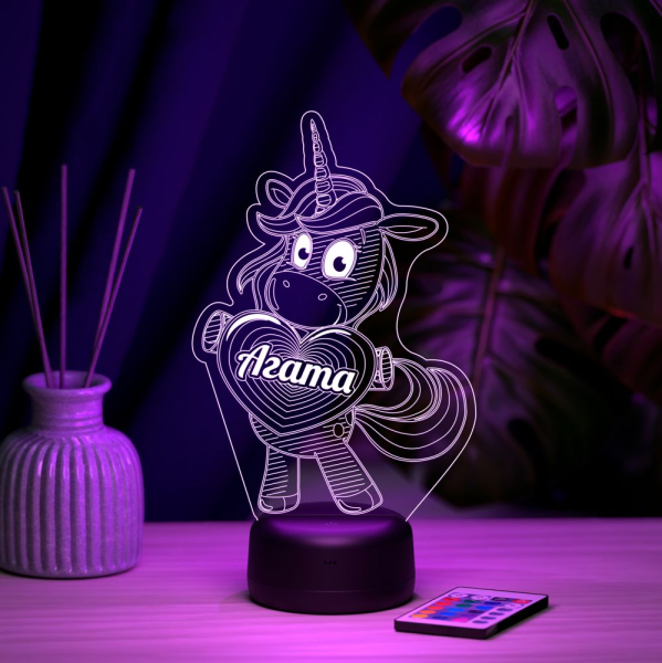 3D светильник  Светильник "Единорог с именем Агата"