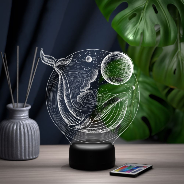 3D светильник  Светильник "Кит и волны"