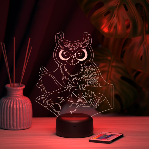 3D светильник  Светильник "Сова на ветке #2"