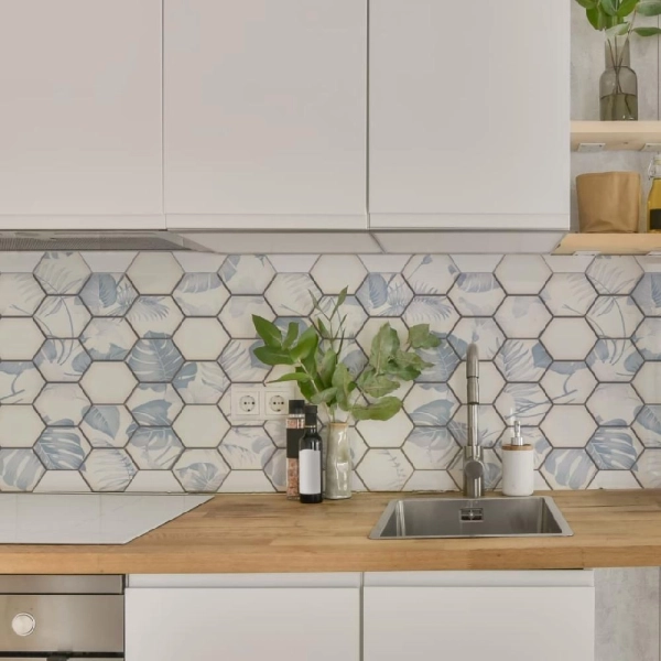 Панель ПВХ 0,3 соты «Голубая монстера» Stella