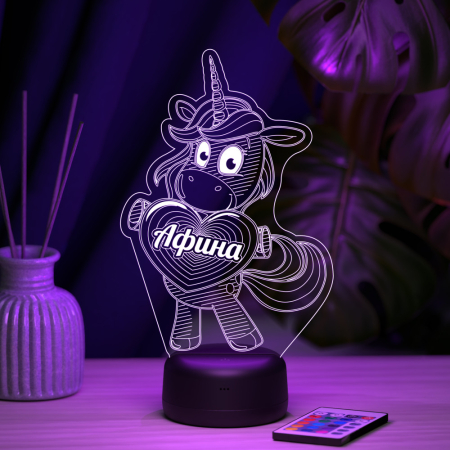 3D светильник  Светильник "Единорог с именем Афина"