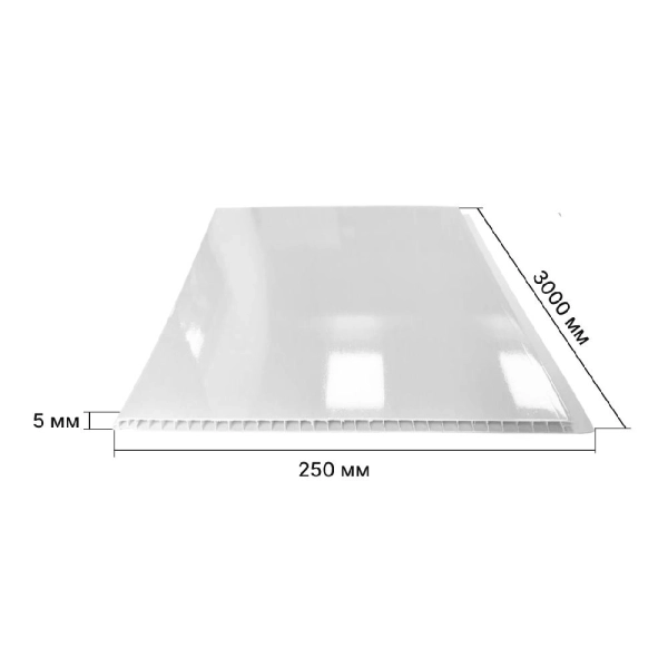 Панель ПВХ 3.0*0,25 (Белая глянц-лак ) STELLA Slim 5мм Premium (15)