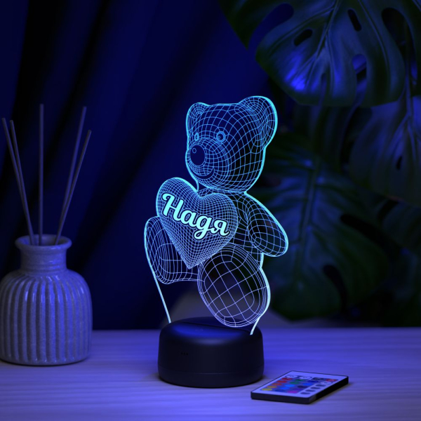 3D светильник  Светильник "Мишка с именем Надя"