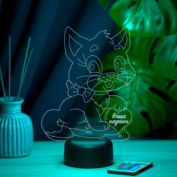 3D светильник  Светильник "Котенок с сердцем"