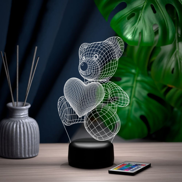 3D светильник  Светильник "Медвежонок и сердечко"