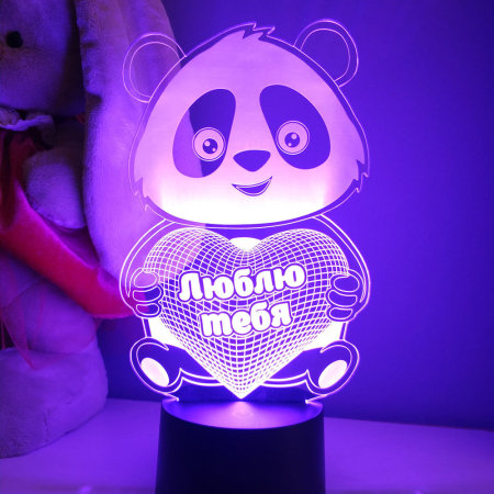 Ночной 3d светильник Панда "Люблю тебя"