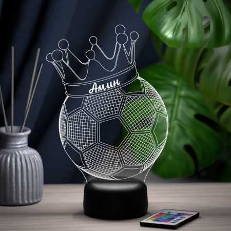 3D светильник  Светильник "Мяч с короной с именем Амин"