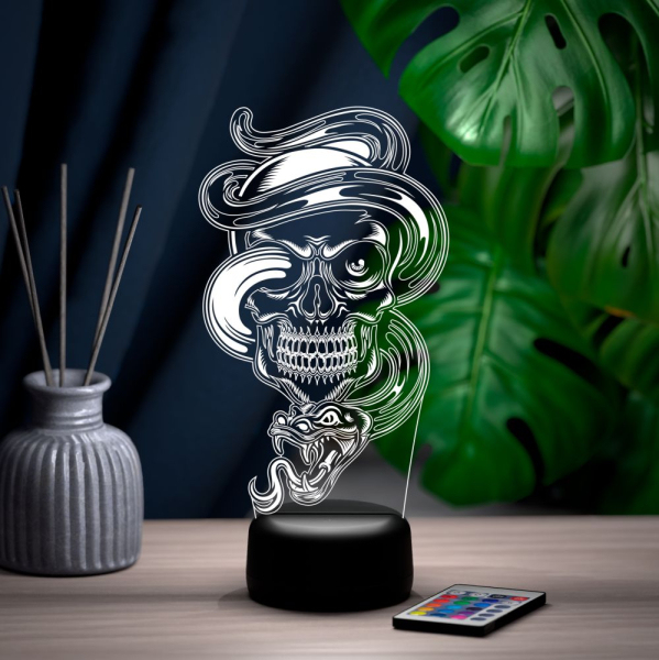 3D светильник  Светильник "Череп и змея"