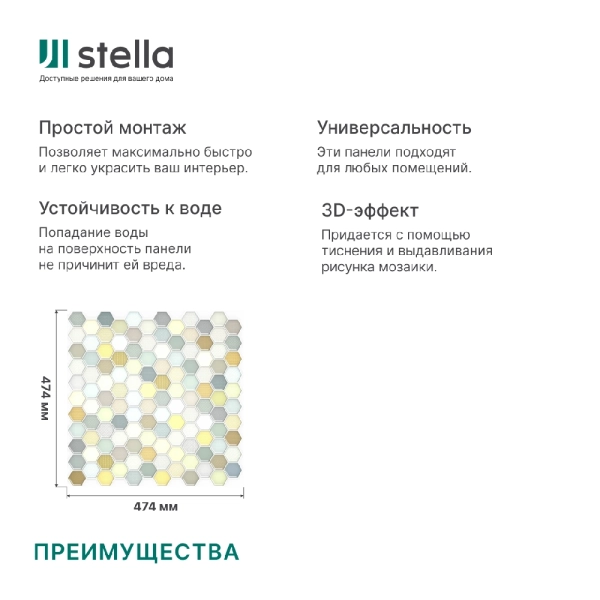 Панель ПВХ 0,3 мозайка на клеевой основе Соты Магия (10шт)