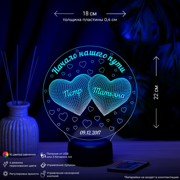 3D светильник  Светильник "Начало нашего пути 3D"