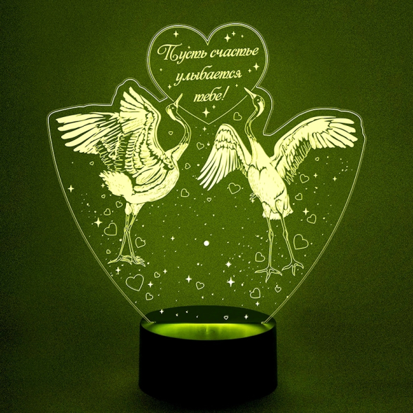 3D светильник  Журавли - символ счастья!