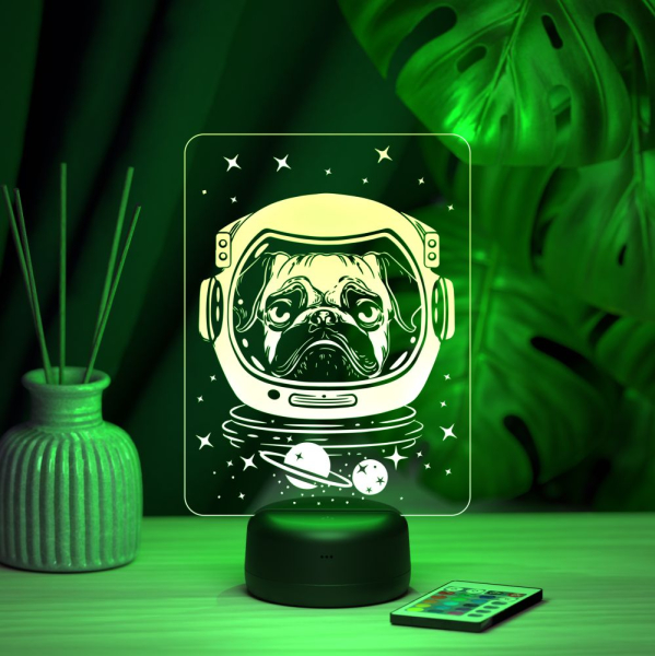 3D светильник  Светильник "Мопс в скафандре"