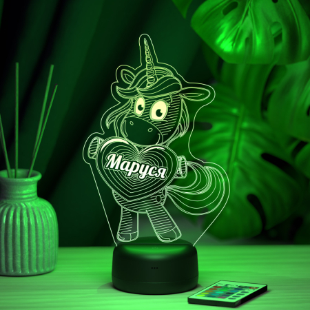 3D светильник  Светильник "Единорог с именем Маруся"