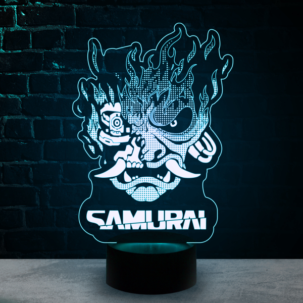 3D светильник  Логотип Samurai Cyberpunk 2077