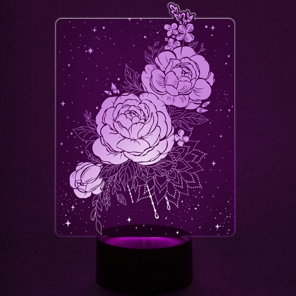 3D светильник  Пионы