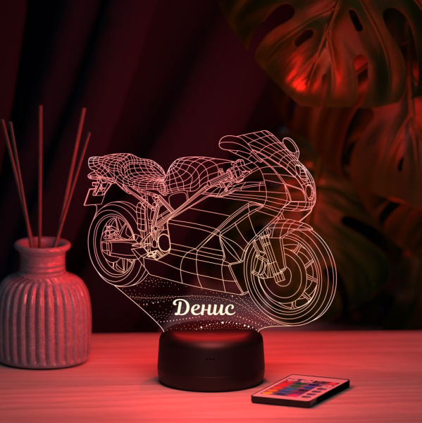 3D светильник  Светильник "Мотобайк с именем Денис"
