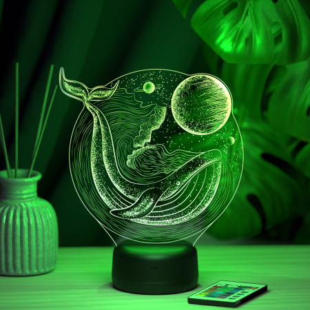 3D светильник  Светильник "Кит и волны"