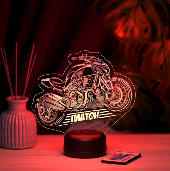3D светильник  Светильник "Байк с именем Платон"
