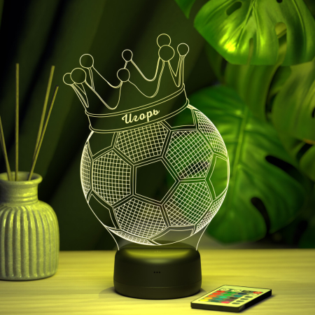 3D светильник  Светильник "Мяч с короной с именем Игорь"