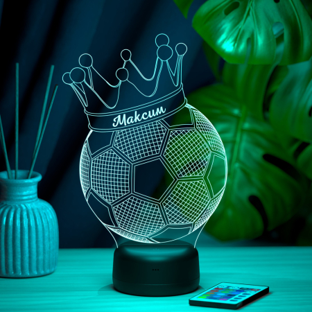 3D светильник  Светильник "Мяч с короной с именем Максим"