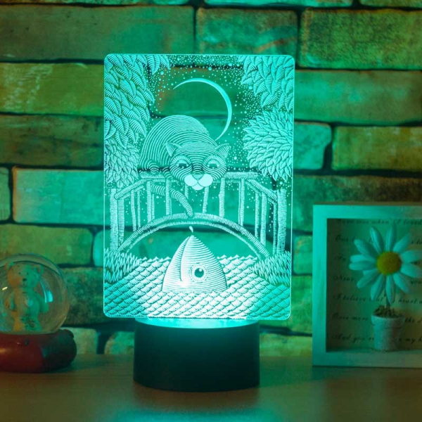 3D светильник  Светильник "Кот в лунную ночь"