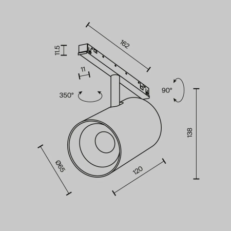 Трековый светильник Technical TR243-4-18WTW-DSZ-B