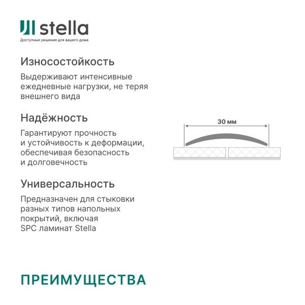 Порог алюминиевый STELLA АЛ 672 Д05 1,35 Дуб Белёный (упак. 10 шт.)