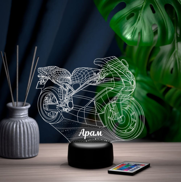 3D светильник  Светильник "Мотобайк с именем Арам"