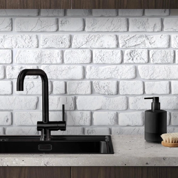 Панель ПВХ 0,4 кирпич Ретро белый