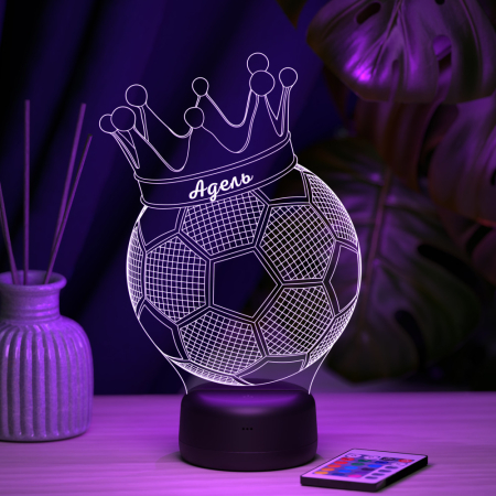 3D светильник  Светильник "Мяч с короной с именем Адель"