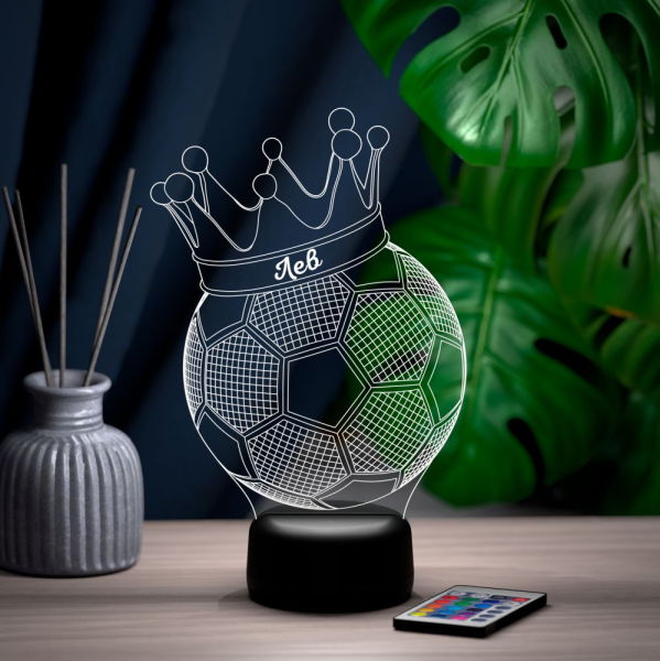 3D светильник  Светильник "Мяч с короной с именем Лев"