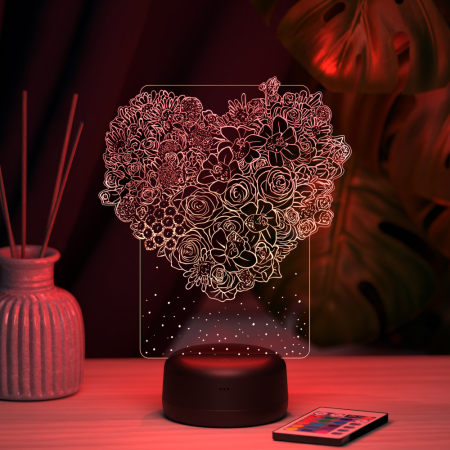 3D светильник  Светильник "Цветочное сердце"