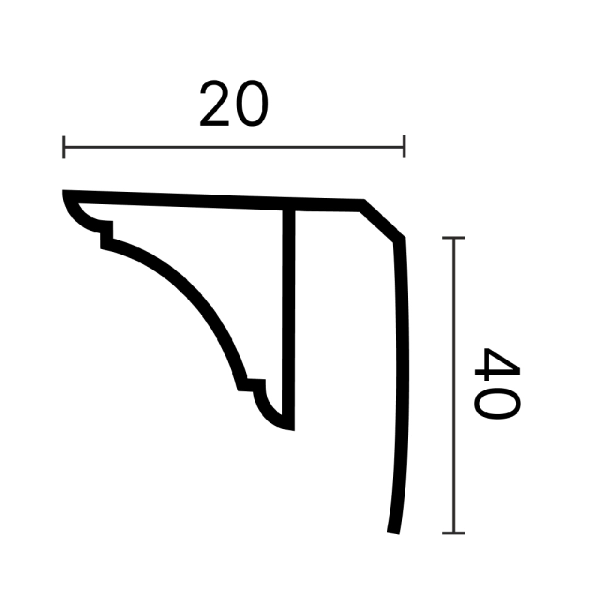 Плинтус потолочный пластиковый Stella Golden Ray 3000х40х20 (30 шт.упак.)