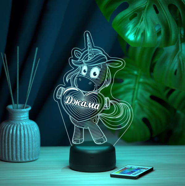 3D светильник  Светильник "Единорог с именем Джама"