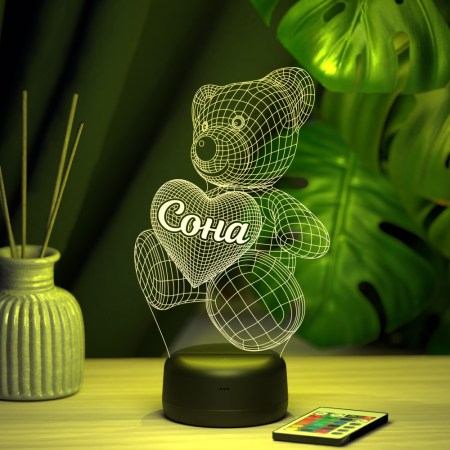 3D светильник  Светильник "Мишка с именем Сона"