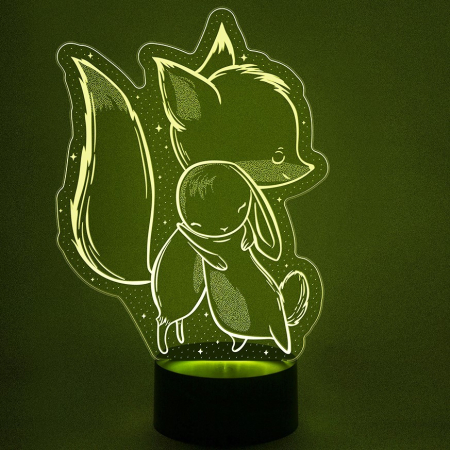 3D светильник  Зайка и лисенок