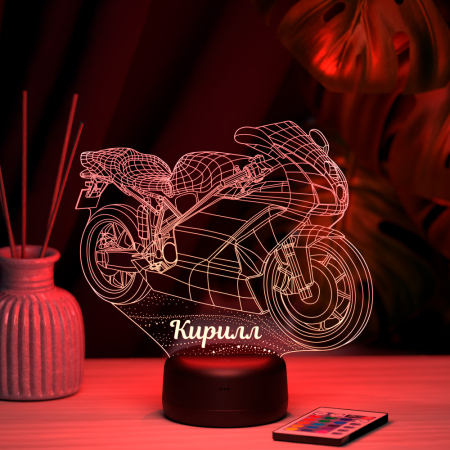 3D светильник  Светильник "Мотобайк с именем Кирилл"